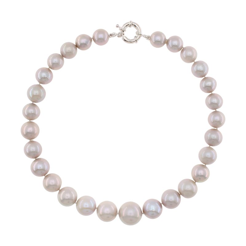 Collana Ad un Filo di Perle e Chiusura in Argento