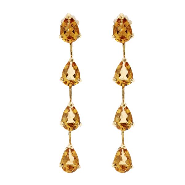 18kt yellow gold and drop-cut citrine quartz pendant earrings  - Auction Jewels Watches Fashion Vintage - Web Only - Colasanti Casa d'Aste