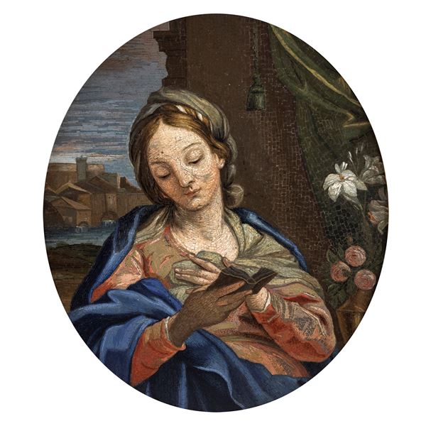 Placca ovale in micromosaico  (Roma, XVIII Sec.)  - Asta Arredi, Sculture, Dipinti Antichi e del XIX Secolo - I - Colasanti Casa d'Aste