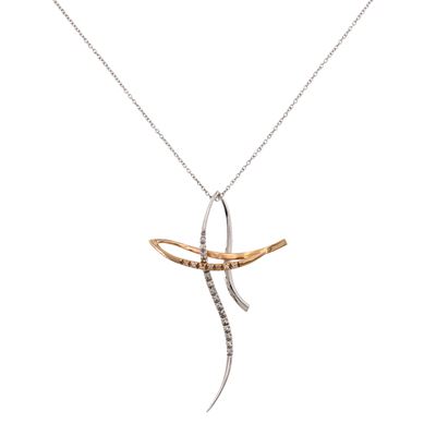 Pendente Croce in Oro Bianco e Giallo 18kt e Diamanti