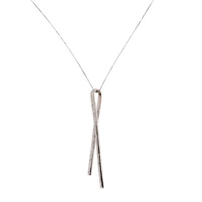 Pendente Geometrico in Oro Bianco 18kt e Diamanti