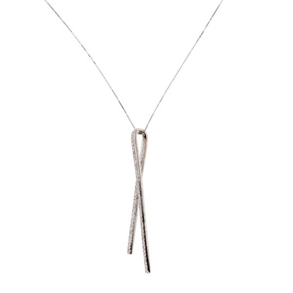 Pendente geometrico in oro bianco 18kt e diamanti