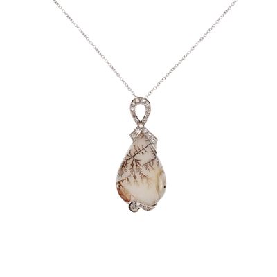 Pendente in Agata Dendritica e Diamanti Taglio Brillante
