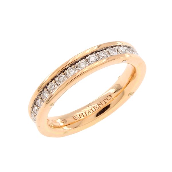 Chimento anello fede in oro giallo 18kt e diamanti
