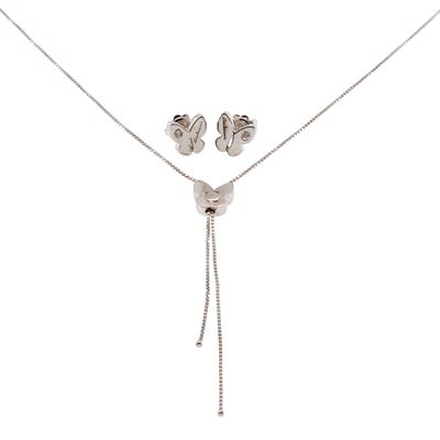 Salvini Collana ed Orecchini Farfalle in Oro Bianco 18kt e Diamanti