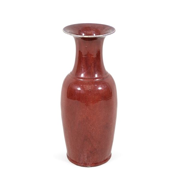 Monochrome glazed terracotta vase  (China, 19th-20th century)  - Auction Furniture, Sculptures, Old Master and 19th Century Paintings - I - Colasanti Casa d'Aste