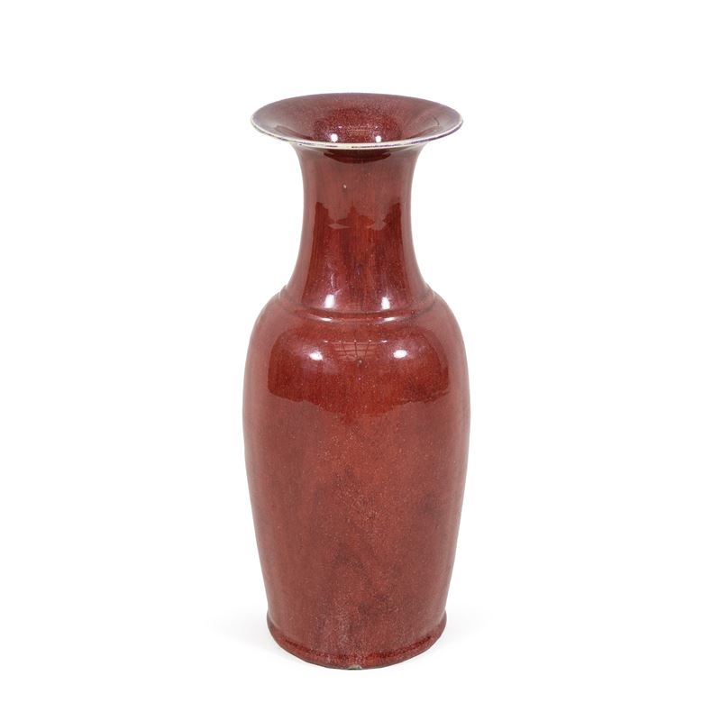 Vaso in Terracotta Monocroma Invetriata Color Sangue di Bue