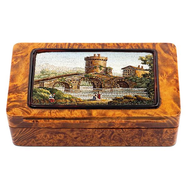Briar and micromosaic snuff box