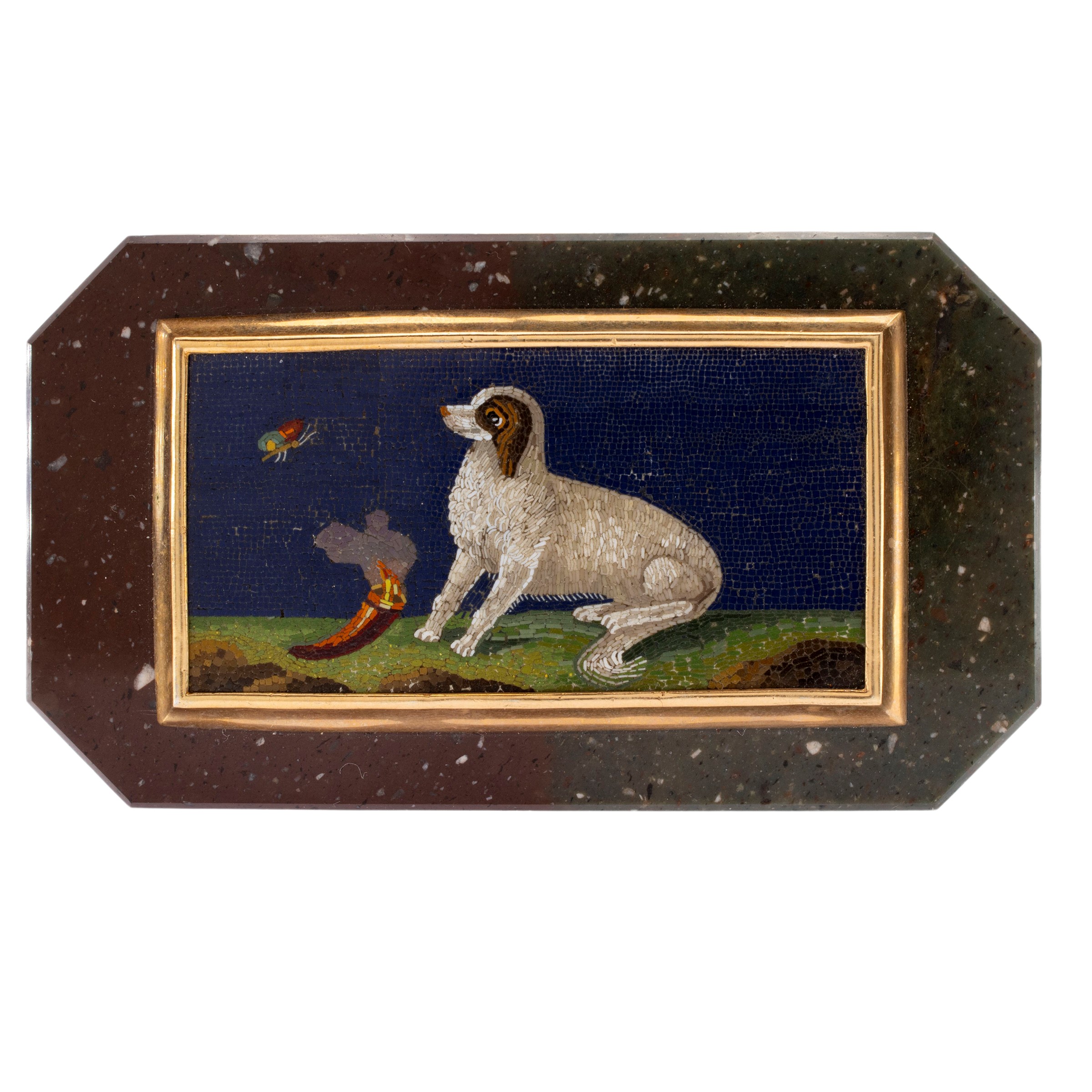 Scatola Ottagonale in Diaspro Rosso e Verde con Micromosaico
