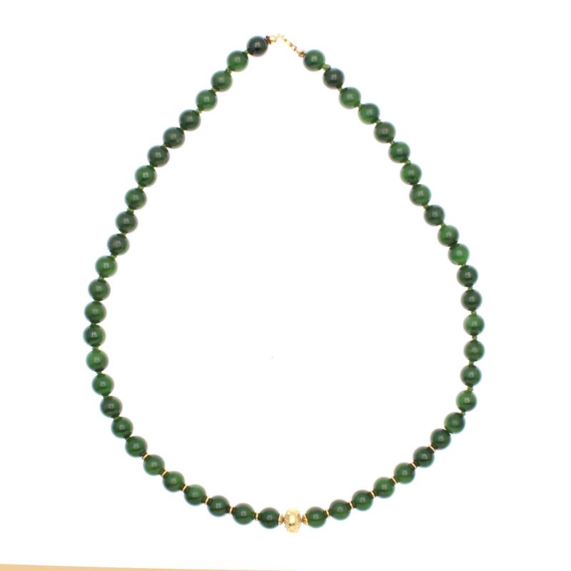 Collana Ad un Filo di Giadeite ed Oro Giallo 18kt