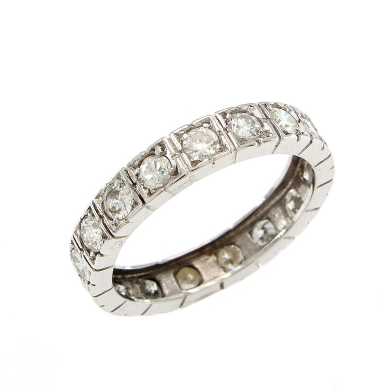 Anello Fede in Oro Bianco 18kt e Diamanti