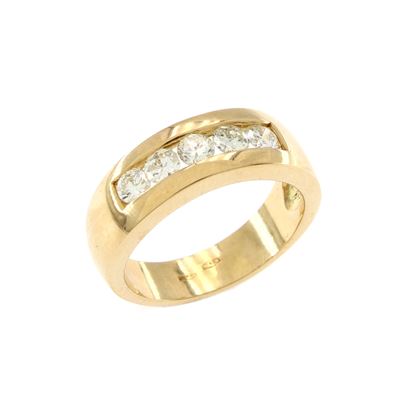 Anello Riviere in Oro Giallo 18kt e Diamanti