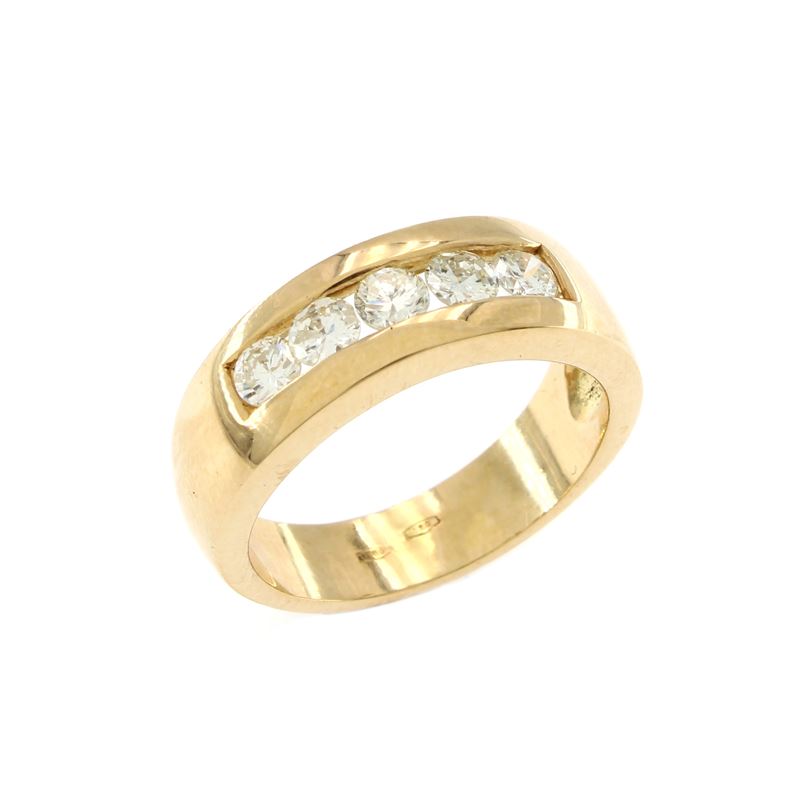 Anello Riviere in Oro Giallo 18kt e Diamanti