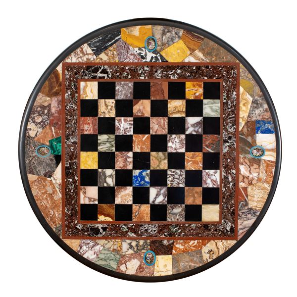 Circular polychrome marble top