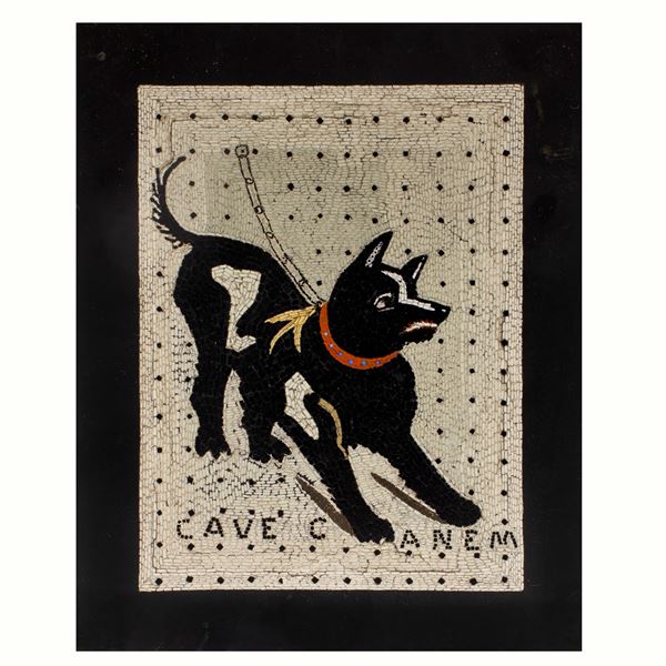 Placca rettangolare in micromosaico su nero del Belgio