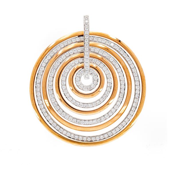 18kt two-color gold and diamonds geometric motif pendant  - Auction Jewels and Watches - Colasanti Casa d'Aste