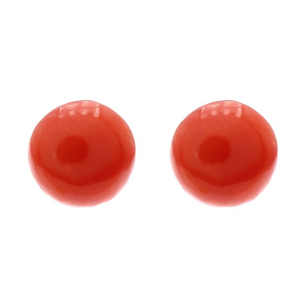 Orecchini a lobo in argento dorato e corallo rosso