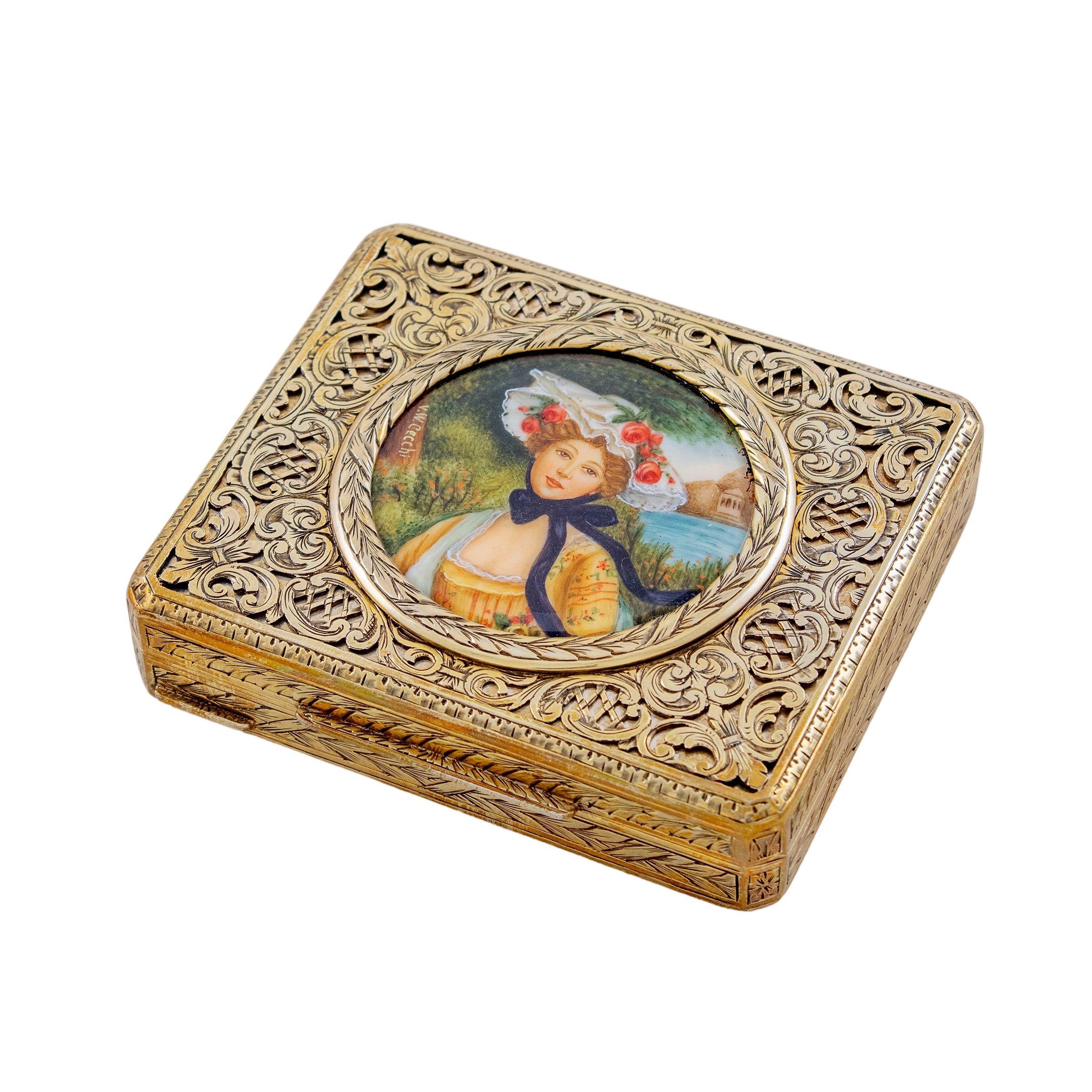Tabacchiera in Argento Vermeil e Smalto