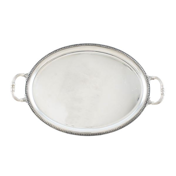 Silver tray with two handles