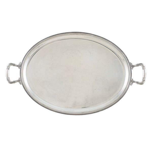 Silver tray with two handles