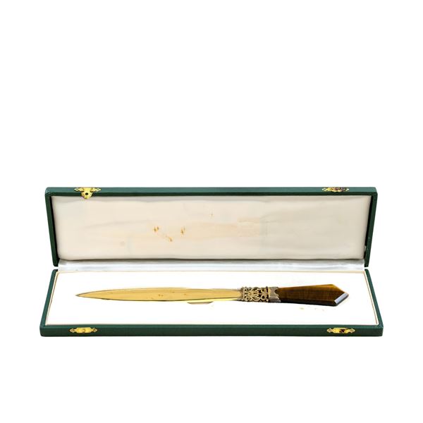 Vermeil silver and Tiger's Eye letter opener