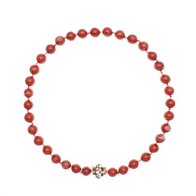 Collana Ad un Filo di Diaspro e Chiusura in Metallo Dorato e Zirconi