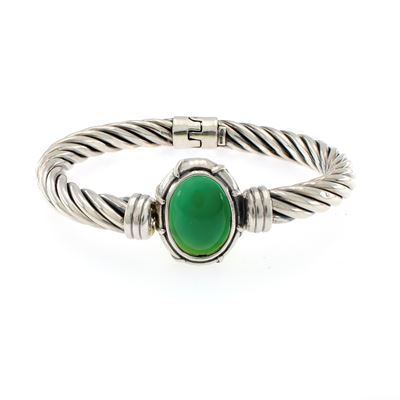 Bracciale a Manetta in Argento 925 e Calcedonio Verde