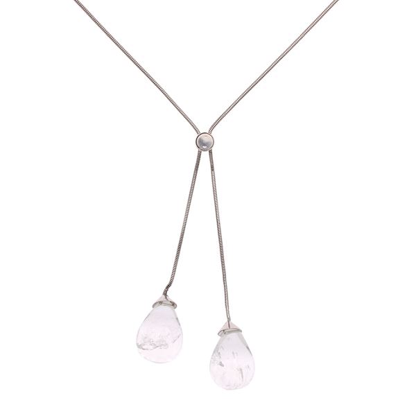 Saliscendi vintage in argento 925 e cristallo di rocca