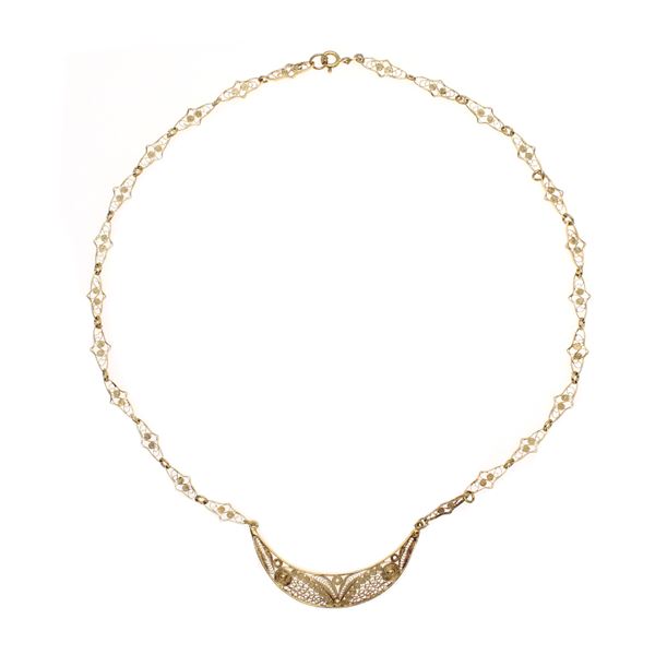 Handmade golden silver filigree necklace
