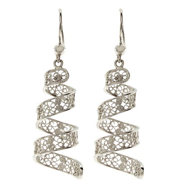 Handmade silver filigree pendant earrings