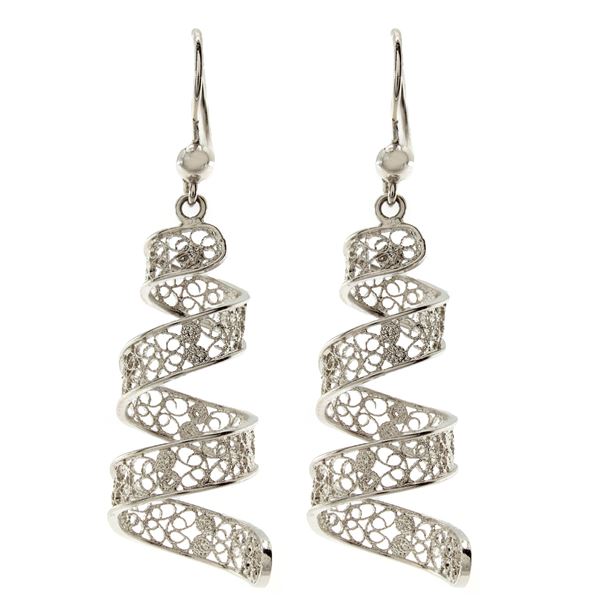 Handmade silver filigree pendant earrings