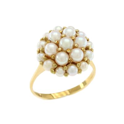 Anello in Oro Giallo 18kt e Perline