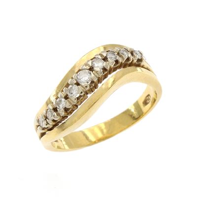Anello in Oro Giallo 18kt con Riviere di Diamanti