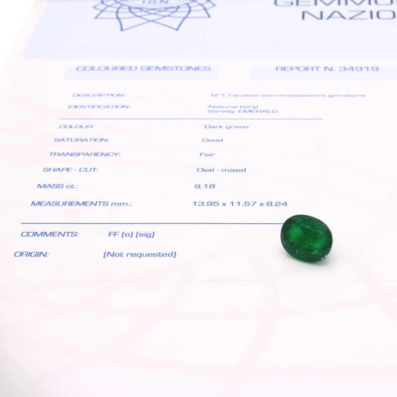 Smeraldo Naturale Sciolto Ct 9,18 Circa Taglio Ovale Misto