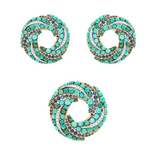 18kt yellow gold brooch and earrings  (1950/60s)  - Auction Jewels and Watches - Colasanti Casa d'Aste