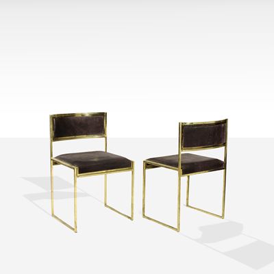 Willy Rizzo, Set di otto sedie in ottone e tessuto imbottito