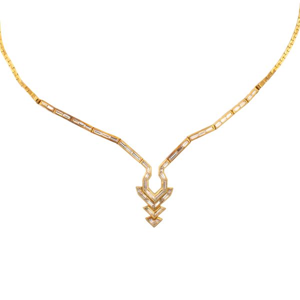 18kt yellow gold and diamonds geometric motif collier  - Auction Jewels and Watches - Colasanti Casa d'Aste