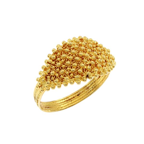 18kt yellow gold ring in Sardinian filigree