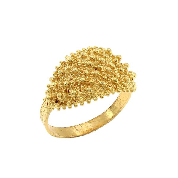 18kt yellow gold ring in Sardinian filigree