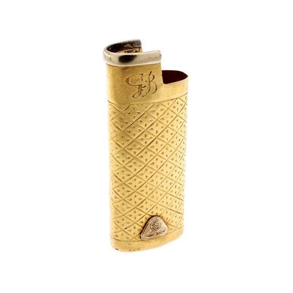18kt yellow and white gold lighter holder