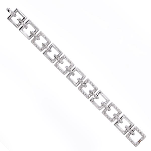 18kt white gold and diamonds geometric motif bracelet