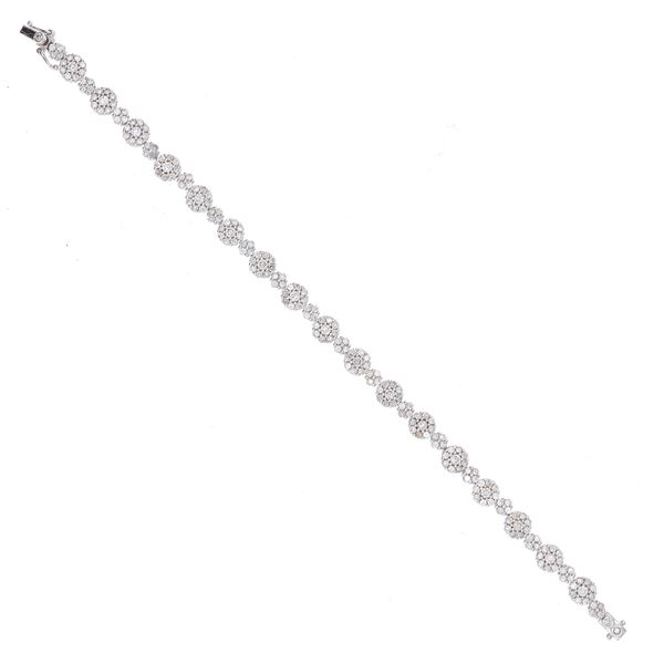 18kt white gold and diamonds flower bracelet