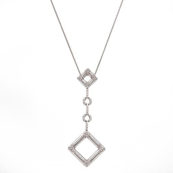 18kt white gold and diamonds geometric pendant