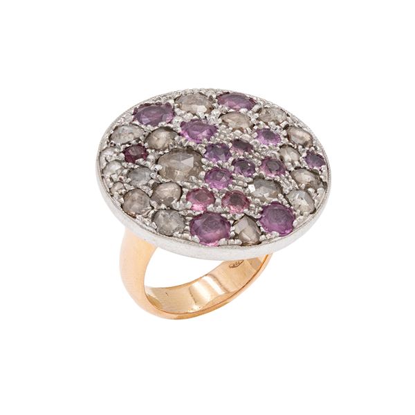 18kt rose and white gold with pink sapphires cocktail ring  - Auction Jewels and Watches - Colasanti Casa d'Aste