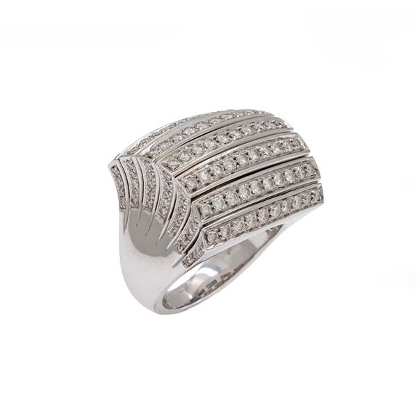 18kt white gold and diamonds geometric ring