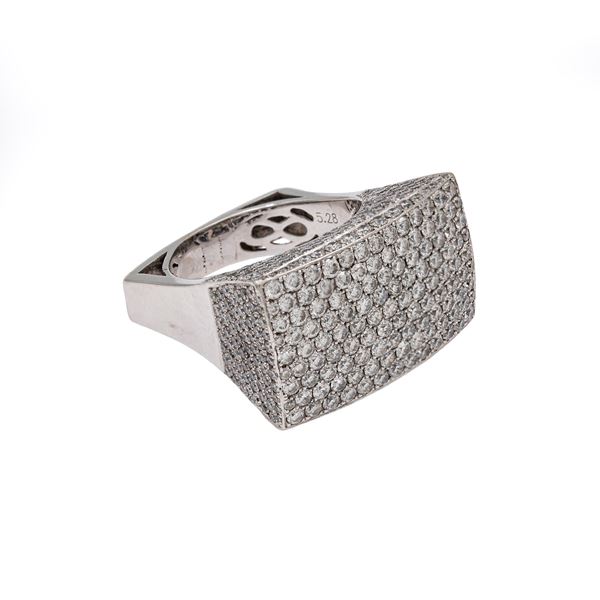 18kt white gold and pavé diamonds ring  - Auction Jewels and Watches - Colasanti Casa d'Aste