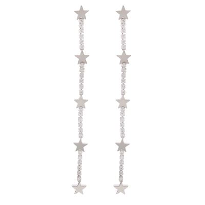 Orecchini Bijou Pendenti in Metallo Argentato e Zirconi