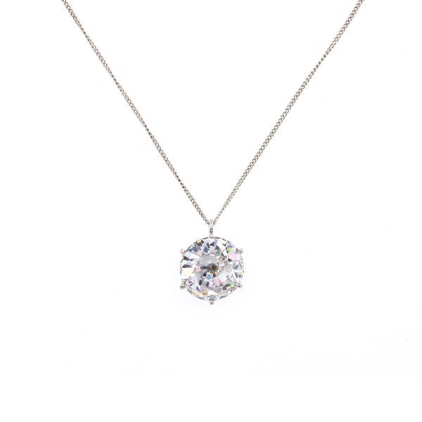 925 silver with brilliant cut pendant zircon bijou necklace