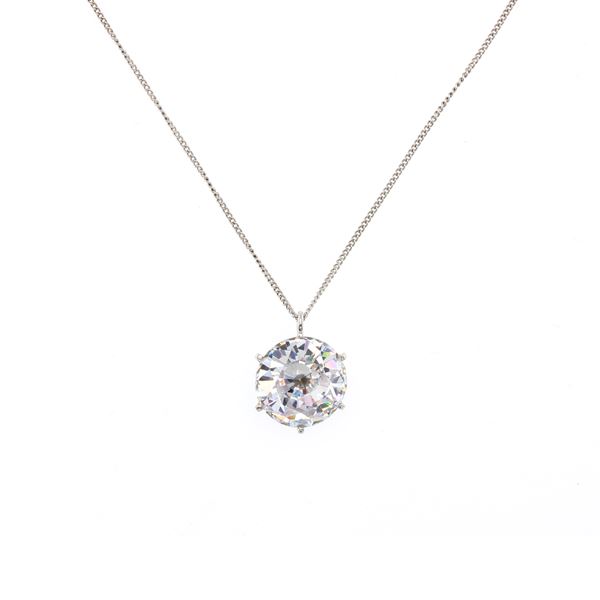 Collana bijou in argento 925 con zircone pendente taglio brillante  - Asta Gioielli e Orologi Web Only - Colasanti Casa d'Aste