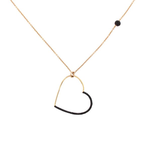 Bijou necklace with heart pendant in 925 rose silver
